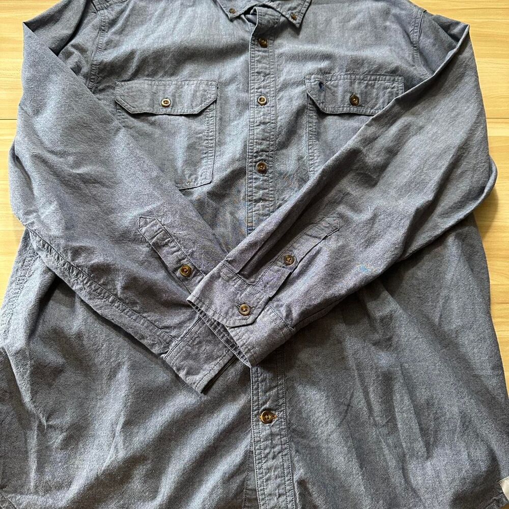 * Carhartt Button Up Shirt Gray Lightweight Chambray Workwear Long Sleeve XL